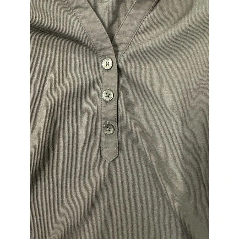 Madewell Women's, Army Green, Size Small Ribbed Shirt With Puff Sleeves, EUC